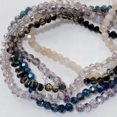 hu491/SALE！ガラスビーズ◇多面カット mix5連