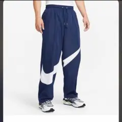 美品　ナイキ　S ナイロンパンツ　ジョガーパンツビッグスウッシュ　ロゴ　ネイビー