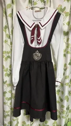 Amavel リボン付セーラー襟ブラウス＆ジャンパースカート 2点セット