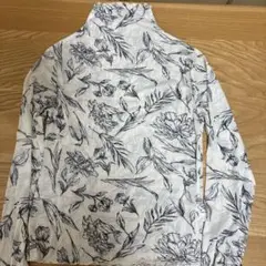 トップス　シアーメッシュハイネック フラワーオフホワイト XL