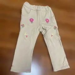 moujonjon 花柄刺繍 ロングパンツ ベージュ