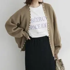 ELENCARE DUE パール付 トッパーカーディガン ボリューム袖 ゆったりのサムネイル