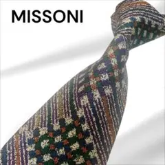 【極美品】MISSONI ネクタイ チェック マルチカラー イタリア製