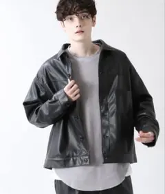 【RAGEBLUE】シンセティックレザーショートブルゾン / Mサイズ