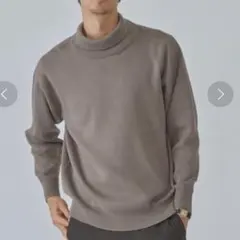ブラウン タートルネックニット