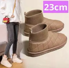 【360°極暖】キルティングムートンブーツ ベージュ 23cm 防寒 保温 冬のサムネイル