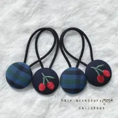 No.101 ハンドメイド くるみボタンヘアゴム