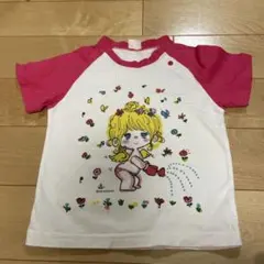 水森亜土 Tシャツ 半袖 ピンク ホワイト