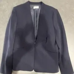 ノーカラージャケット ネイビー L