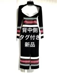 新品タグ付上下　ZARA ストレッチ有り　深いスリットタイト背中空きハーフジップ