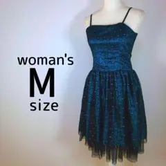 レディース　Mサイズ　ドレス　キャミソール　グリーン　フレア　結婚式　発表会
