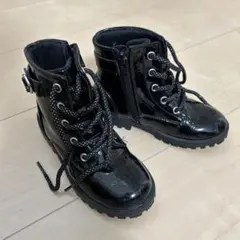 ブラック光沢ラメブーツ ジッパー付き　17センチ