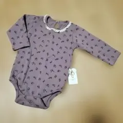 新品　mengxiaodou 長袖 ロンパース パープル　80cm