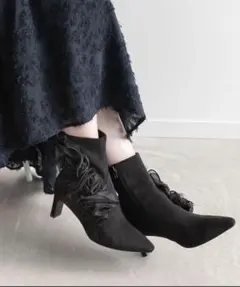 RANDA ローズモチーフショートブーツ