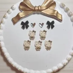 キティちゃん ヒョウ柄 レオパード ネイルパーツ 5個セット(パーツおまけ)