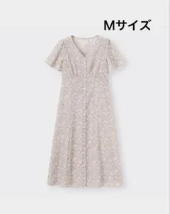 フラワーVネックフレアスリーブワンピース　ＧＵ　Ｍサイズ