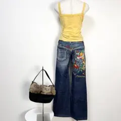 Y2K❤️ 00s RED PEPPER ロゴ 刺繍 ローライズ フレアパンツのサムネイル