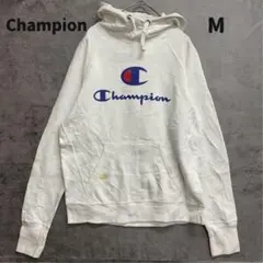 チャンピオン プルオーバーパーカー 白 ビッグロゴ 定番【7613】