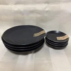 カルエクレ　超軽量食器　ブラック系　取皿×4枚　豆皿×4枚　セット売りのサムネイル