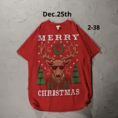 Dec.25th Tシャツ トナカイ　サングラス　レッド