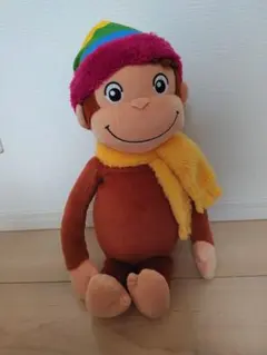 おさるのジョージ ぬいぐるみ 帽子 マフラー付き