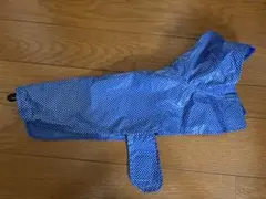 青いドット柄 犬用レインコート 3号