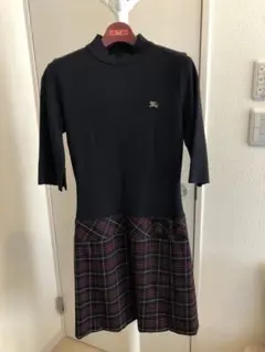 バーバリーブルーレーベル　ミニワンピース　ネイビー×チェック　38 中古美品
