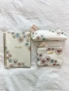 新品PAUL & JOE 花柄 筆箱・ティッシュケース付きポーチ・ノートセット