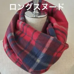お得❤️ロング❤️チェック　レッド　フリース　スヌード　マフラー　赤　防寒