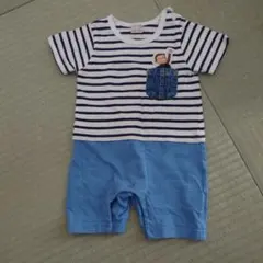 petit main ボーダー 半袖 ロンパース 80cm