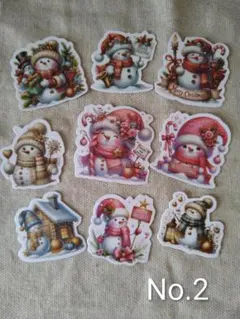 スノーマンステッカー9枚セット=No.2 クリスマス シール