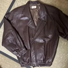 ブラウン　レザージャケット　牛革　革ジャン　Lサイズ