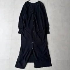 美品✨ダーマコレクション✨リネン100% ロングニットワンピ 黒 Sのサムネイル