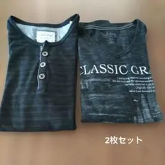 長袖カットソー 2枚セット クルーネック Mサイズ Vネック Lサイズのサムネイル
