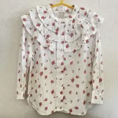 プティマイン 長袖 フリル衿ブラウス シャツ 110cm 花柄