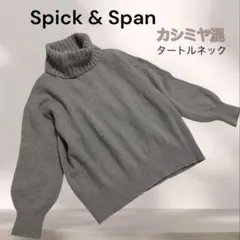 【美品】スピックアンドスパン ウールカシミヤタートルプルオーバー グレージュ