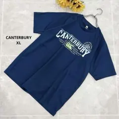 ⑨27 CANTERBURY 半袖Tシャツ XL ネイビー ロゴ 大きいサイズのサムネイル