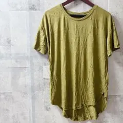 半袖 丸首 薄手 春 秋 オリーブグリーン 緑 Tシャツ 【S】 美品 海外古着