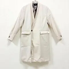 【HARE】ノーカラーロングジャケット ベージュ ダブル　きれいめ　春秋仕様