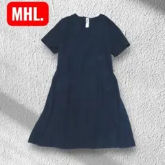 【MHL.】エムエイチエル　濃紺コットンリネンワンピース　後ろベルト付き　2のサムネイル