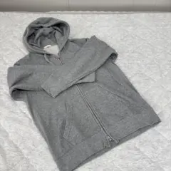 グレー フード付き ジッパーパーカー