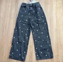 【新品未使用】しまむら　ハート柄デニムパンツ Lサイズ
