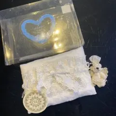 くまさん付き　レースポケットティッシュカバー