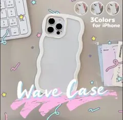 スマホカバー iPhone15 パープル 波型 軽量 クリアケース WAVE