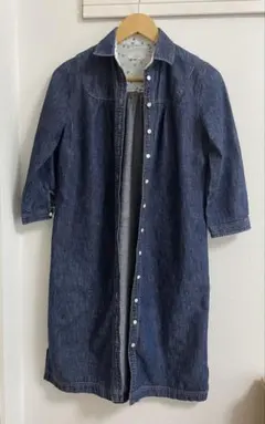 デニム 七分袖 シャツワンピース