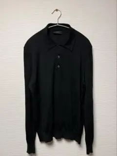 PRADA ニットポロ 50 中古・古着通販】PRADA (プラダ) シルク混ニットポロシャツ ブラック
