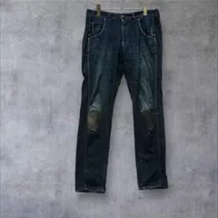 【アントゲージ】良品 ストレートデニム パッチデザイン インディゴ L