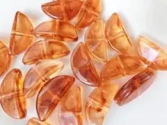 【10個】マーブル柄　半月型べっ甲カラー　アリルビーズ・パーツ　BS337-