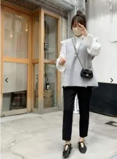 アナナ anana 22AW ベスト ツイード ウール フリンジ 深Vネック F