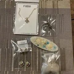 クリスタルネックレスとシーシェルアクセサリーセット